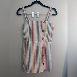 Timing Rainbow Striped Romper With Buttons And Zipper Size M
